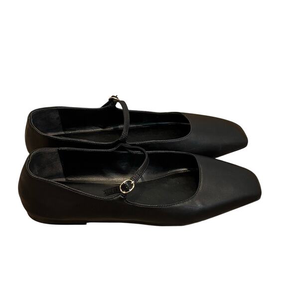 Nordstrom Black Leather Mary Jane Flat - size 10M - Picture 1 of 9